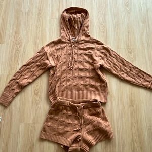 Tan, knit, Anthropologie lounge set. Size xs.